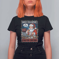 Funny Santa Tech Support Christmas T Shirt For Women Rebooting Christmas Geek Humor Gift - Wonder Print Shop