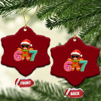 Funny 67 Meme Gingerbread Donut Ceramic Ornament Cool Christmas Cookie Six Seven Santa Hat Sprinkles - Wonder Print Shop