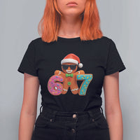 Funny 67 Meme Gingerbread Donut T Shirt For Women Cool Christmas Cookie Six Seven Santa Hat Sprinkles - Wonder Print Shop
