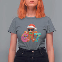 Funny 67 Meme Gingerbread Donut T Shirt For Women Cool Christmas Cookie Six Seven Santa Hat Sprinkles - Wonder Print Shop