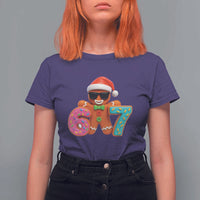 Funny 67 Meme Gingerbread Donut T Shirt For Women Cool Christmas Cookie Six Seven Santa Hat Sprinkles - Wonder Print Shop