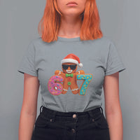 Funny 67 Meme Gingerbread Donut T Shirt For Women Cool Christmas Cookie Six Seven Santa Hat Sprinkles - Wonder Print Shop