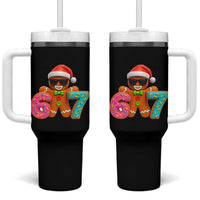 Funny 67 Meme Gingerbread Donut Tumbler With Handle Cool Christmas Cookie Six Seven Santa Hat Sprinkles - Wonder Print Shop