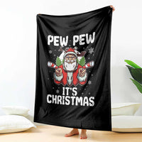 Funny Pew Pew Santa Christmas Throw Blanket Angry Santa with Candy Cane Guns Holiday Humor - Wonder Print Shop