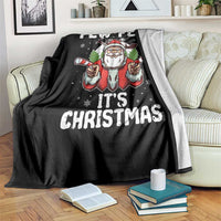 Funny Pew Pew Santa Christmas Throw Blanket Angry Santa with Candy Cane Guns Holiday Humor - Wonder Print Shop