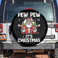 Funny Pew Pew Santa Christmas Spare Tire Cover Angry Santa with Candy Cane Guns Holiday Humor - Wonder Print Shop