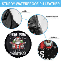 Funny Pew Pew Santa Christmas Spare Tire Cover Angry Santa with Candy Cane Guns Holiday Humor - Wonder Print Shop