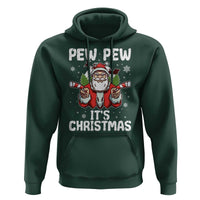Funny Pew Pew Santa Christmas Hoodie Angry Santa with Candy Cane Guns Holiday Humor - Wonder Print Shop