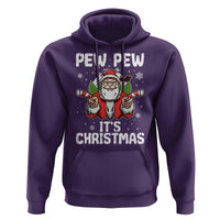 Funny Pew Pew Santa Christmas Hoodie Angry Santa with Candy Cane Guns Holiday Humor - Wonder Print Shop