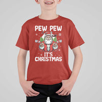 Funny Pew Pew Santa Christmas T Shirt For Kid Angry Santa with Candy Cane Guns Holiday Humor - Wonder Print Shop