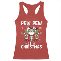 Funny Pew Pew Santa Christmas Racerback Tank Top Angry Santa with Candy Cane Guns Holiday Humor - Wonder Print Shop