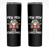 Funny Pew Pew Santa Christmas Skinny Tumbler Angry Santa with Candy Cane Guns Holiday Humor - Wonder Print Shop