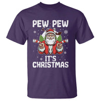 Funny Pew Pew Santa Christmas T Shirt Angry Santa with Candy Cane Guns Holiday Humor - Wonder Print Shop