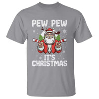 Funny Pew Pew Santa Christmas T Shirt Angry Santa with Candy Cane Guns Holiday Humor - Wonder Print Shop