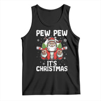 Funny Pew Pew Santa Christmas Tank Top Angry Santa with Candy Cane Guns Holiday Humor - Wonder Print Shop