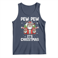 Funny Pew Pew Santa Christmas Tank Top Angry Santa with Candy Cane Guns Holiday Humor - Wonder Print Shop
