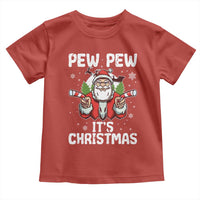 Funny Pew Pew Santa Christmas Toddler T Shirt Angry Santa with Candy Cane Guns Holiday Humor - Wonder Print Shop