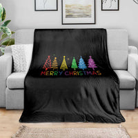 Colorful Rainbow Christmas Trees Throw Blanket Merry Xmas Fun Festive Holiday Pride Gift - Wonder Print Shop