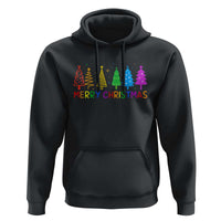 Colorful Rainbow Christmas Trees Hoodie Merry Xmas Fun Festive Holiday Pride Gift - Wonder Print Shop