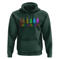 Colorful Rainbow Christmas Trees Hoodie Merry Xmas Fun Festive Holiday Pride Gift - Wonder Print Shop