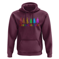 Colorful Rainbow Christmas Trees Hoodie Merry Xmas Fun Festive Holiday Pride Gift - Wonder Print Shop