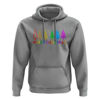 Colorful Rainbow Christmas Trees Hoodie Merry Xmas Fun Festive Holiday Pride Gift - Wonder Print Shop