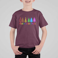 Colorful Rainbow Christmas Trees T Shirt For Kid Merry Xmas Fun Festive Holiday Pride Gift - Wonder Print Shop