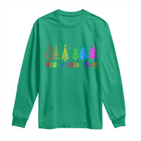 Colorful Rainbow Christmas Trees Long Sleeve Shirt Merry Xmas Fun Festive Holiday Pride Gift - Wonder Print Shop
