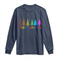 Colorful Rainbow Christmas Trees Long Sleeve Shirt Merry Xmas Fun Festive Holiday Pride Gift - Wonder Print Shop