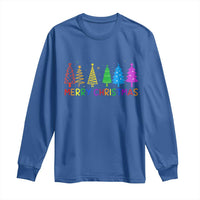Colorful Rainbow Christmas Trees Long Sleeve Shirt Merry Xmas Fun Festive Holiday Pride Gift - Wonder Print Shop
