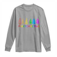 Colorful Rainbow Christmas Trees Long Sleeve Shirt Merry Xmas Fun Festive Holiday Pride Gift - Wonder Print Shop