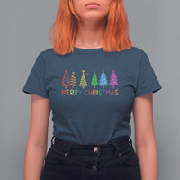 Colorful Rainbow Christmas Trees T Shirt For Women Merry Xmas Fun Festive Holiday Pride Gift - Wonder Print Shop