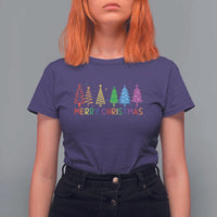 Colorful Rainbow Christmas Trees T Shirt For Women Merry Xmas Fun Festive Holiday Pride Gift - Wonder Print Shop