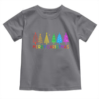 Colorful Rainbow Christmas Trees Toddler T Shirt Merry Xmas Fun Festive Holiday Pride Gift - Wonder Print Shop