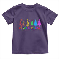 Colorful Rainbow Christmas Trees Toddler T Shirt Merry Xmas Fun Festive Holiday Pride Gift - Wonder Print Shop