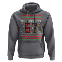 67 Christmas Red Plaid Hoodie Funny Six Seven Meme Holiday Vibes Graphic - Wonder Print Shop