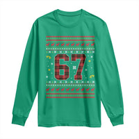 67 Christmas Red Plaid Long Sleeve Shirt Funny Six Seven Meme Holiday Vibes Graphic - Wonder Print Shop