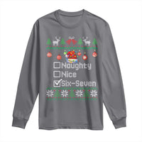 Funny 67 Christmas Checklist Long Sleeve Shirt Naughty Nice Six Seven Meme Holiday - Wonder Print Shop