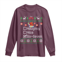 Funny 67 Christmas Checklist Long Sleeve Shirt Naughty Nice Six Seven Meme Holiday - Wonder Print Shop