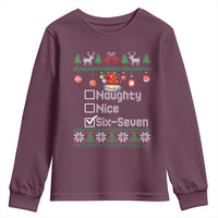 Funny 67 Christmas Checklist Youth Sweatshirt Naughty Nice Six Seven Meme Holiday - Wonder Print Shop