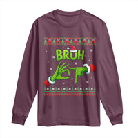 Christmas Bruh 67 Green Hands Meme Long Sleeve Shirt Funny Six Seven Meme Holiday Ugly Sweater - Wonder Print Shop