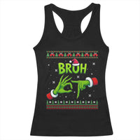 Christmas Bruh 67 Green Hands Meme Racerback Tank Top Funny Six Seven Meme Holiday Ugly Sweater - Wonder Print Shop