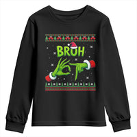 Christmas Bruh 67 Green Hands Meme Youth Sweatshirt Funny Six Seven Meme Holiday Ugly Sweater - Wonder Print Shop