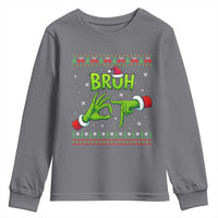 Christmas Bruh 67 Green Hands Meme Youth Sweatshirt Funny Six Seven Meme Holiday Ugly Sweater - Wonder Print Shop