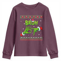 Christmas Bruh 67 Green Hands Meme Youth Sweatshirt Funny Six Seven Meme Holiday Ugly Sweater - Wonder Print Shop