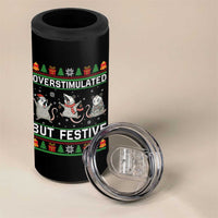 Overstimulated But Festive Opossum Christmas 4 in 1 Can Cooler Tumbler Funny Holiday Anxiety Gag Gift for Introverts - Wonder Print Shop