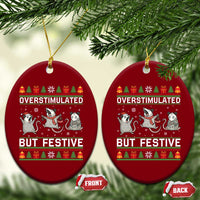 Overstimulated But Festive Opossum Christmas Ceramic Ornament Funny Holiday Anxiety Gag Gift for Introverts - Wonder Print Shop