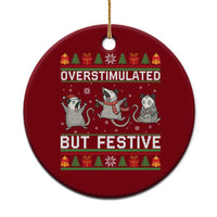 Overstimulated But Festive Opossum Christmas Ceramic Ornament Funny Holiday Anxiety Gag Gift for Introverts - Wonder Print Shop