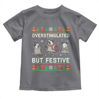 Overstimulated But Festive Opossum Christmas Toddler T Shirt Funny Holiday Anxiety Gag Gift for Introverts - Wonder Print Shop