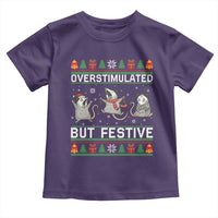 Overstimulated But Festive Opossum Christmas Toddler T Shirt Funny Holiday Anxiety Gag Gift for Introverts - Wonder Print Shop